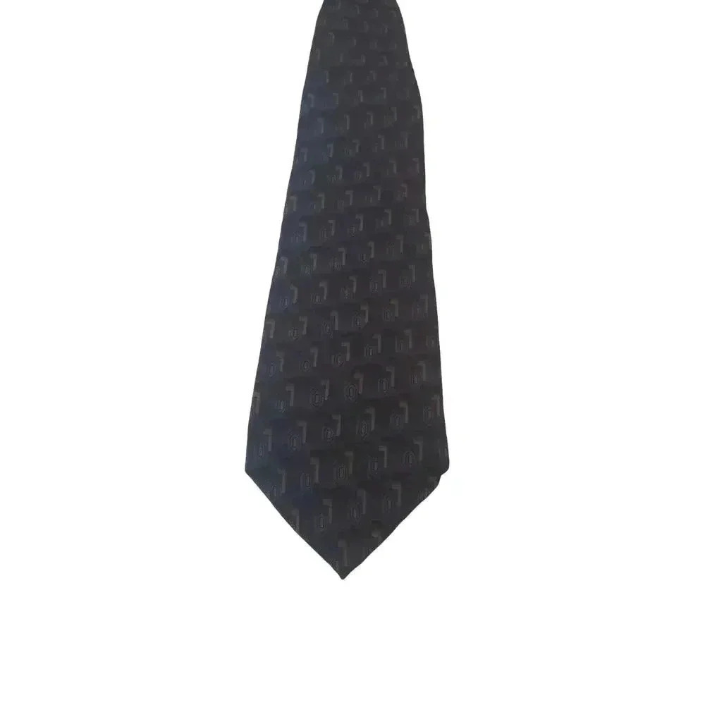 Van Heusen Luxury Men's Neck Tie 100% Silk Black Brown Geometric Business Church
